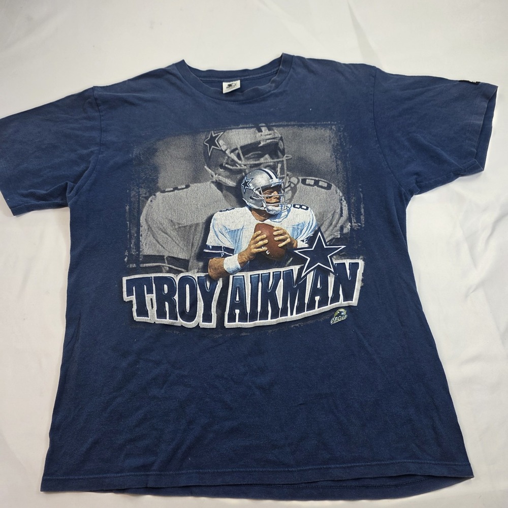 Vintage Dallas Cowboys Shirt Mens Large Blue NFL Football Troy Aikman Starter